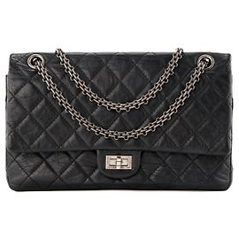 CHANEL - Borsa a tracolla 2.55 Chanel in pelle stropicciata nera Nero