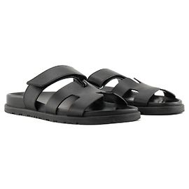 HERMÈS - Sandali Chypre Hermès in pelle liscia nera (T37) Nero