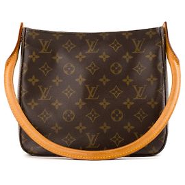 LOUIS VUITTON - Sac à épaule Looping Louis Vuitton en toile enduite vintage Marron