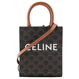 Céline CELINE - Cabas Plat PM Celine en toile enduite monogrammée marron Marron