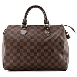 LOUIS VUITTON - Sac à main Speedy 30 Louis Vuitton en toile enduite damier ébène Marron