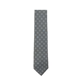 LOUIS VUITTON - Gravata Louis Vuitton em seda com padrão damier azul e castanho Cinza