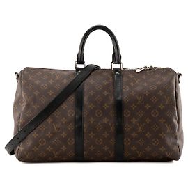 LOUIS VUITTON - Borsa da viaggio Louis Vuitton Keepall 45 in tela monogram coated e pelle nera Marrone