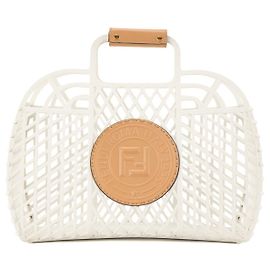 FENDI - Sac cabas Fendi Basket em PVC branco e couro castanho Branco