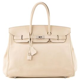 HERMÈS - Sac à main Birkin 35 Hermès en cuir Swift craie beige Beige