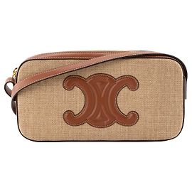 Céline CELINE - Bolsa de ombro Triomphe Camera em lona e couro tan marrom Marrom
