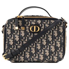 Autre Marque DIOR - Bolsa de ombro 30 Montaigne Pouch Dior em tela Dior Oblique azul marinho e bege Azul marinho