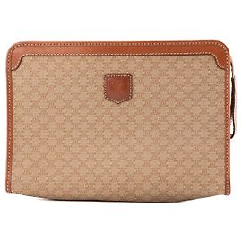 Autre Marque CELINE - Pochette Celine en toile enduite macadam beige vintage Marron