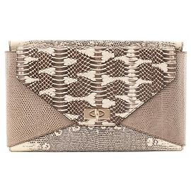 GIVENCHY - Pochette Givenchy en cuir exotique python marron et beige Marron