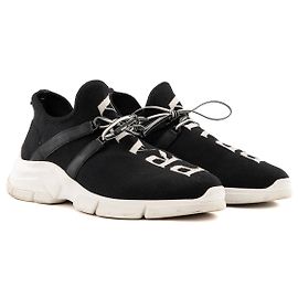 PRADA - Sneakers Calzature Prada in tela nera e bianca (T38) Nero