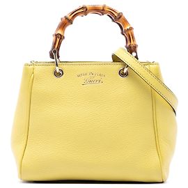Bolsa Gucci Mini Bamboo Shopper em couro de bezerro amarela Amarelo