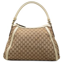 Bolsa de Ombro Gucci GG Canvas Scarlett Bege Bege