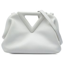 White Bottega Veneta Small Leather The Point Triangle Satchel White