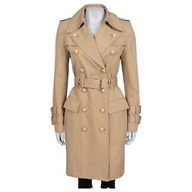 Balmain Black Fitted Trench Coat Gold Buttons 38 Pre-owned Other
