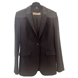Burberry Blazer com acabamento em couro preto Preto