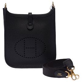 Hermès Sac HERMES Mini Evelyne en Cuir Marron - 103936 Marron