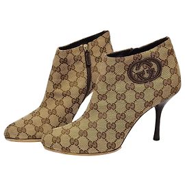 Botins Gucci GG Canvas Marrom Bege