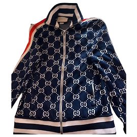 Veste de sport Gucci monogramme GG bleu et blanc Blanc Bleu Bordeaux