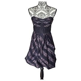 Bcbg Max Azria Checkered strapless dress Black Purple