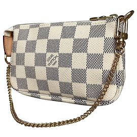 Louis Vuitton Mini Pochette Accessoires Damier Azur Bianco Blu
