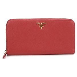 Portafoglio lungo Prada in pelle rossa Rosso