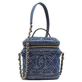 Chanel AS1336 Blue Denim Wild Stitch Handle Shoulder Bag Other