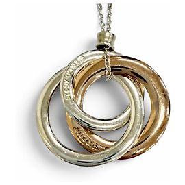Autre Marque Tiffany 1837 Interlocking Circle Pendant Necklace Silvery