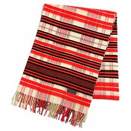Chal de cachemira Hermès con parche de cuero Roja