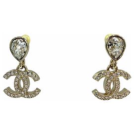 Chanel I25A Coco Mark Crystal Bijou Teardrop Ohrringe Golden