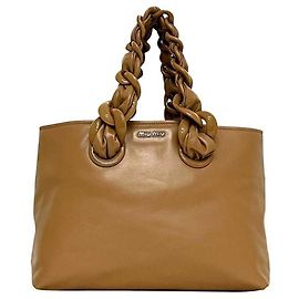 Sac cabas Miu Miu en cuir marron Marron