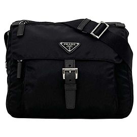 Prada Vera Black Schultertasche Schwarz