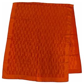 Hermès Chal Grande HERMES de seda y lana H-Logo Naranja