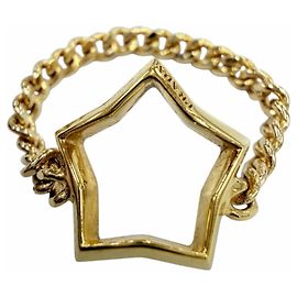 Anel de corrente com estrela em metal e latão Prada Dourado