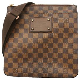 Sac à épaule Louis Vuitton Damier Pochette Plat Brooklyn Damier ebène