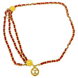 Cinturón de cadena de metal Chanel Roja Dorado