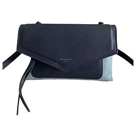 Givenchy Bicolor Navy and Light Blue Leather Shoulder Bag Light blue Dark blue