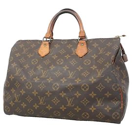 Louis Vuitton Monogram Speedy 35 Handbag Brown