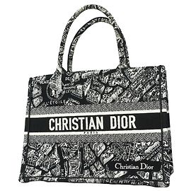 Christian Dior Black Canvas Tote Bag Black