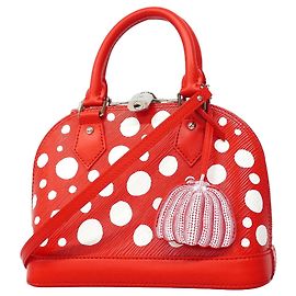 Louis Vuitton Alma BB Handbag White Red