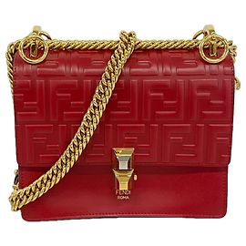 Fendi Kanai Mini Schultertasche aus Leder Rot