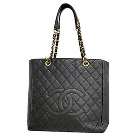 Saco Tote Chanel em pele de vitelo grão preto Preto