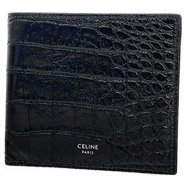 Céline Celine Black Leather Bi-fold Wallet Black