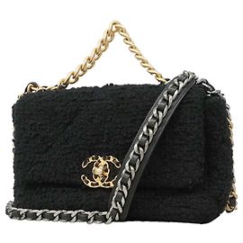Chanel Handbag Chain Shoulder Bag 19 Tweed Black Black