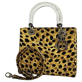 Bolsa Christian Dior com estampa de leopardo Marrom Preto