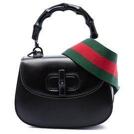 Bolsa Gucci 1947 Mini com Alça de Bambu em Pele de Bezerro Preta Preto