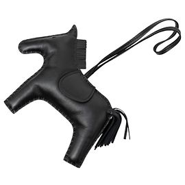 Hermès Black Milo Lambskin GriGri Rodeo Bag Charm  GM Black