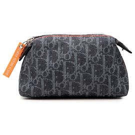 Dior Blue Oblique Denim Flight Kosmetiktasche Blau