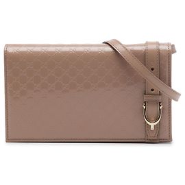 Sac crossbody Gucci Beige Patent Microguccissima Stirrup Beige