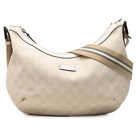 Borsa a tracolla Gucci in tela GG beige con banda Web Beige