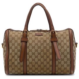 Gucci Beige Medium GG Canvas Lady Web Boston Bag Beige